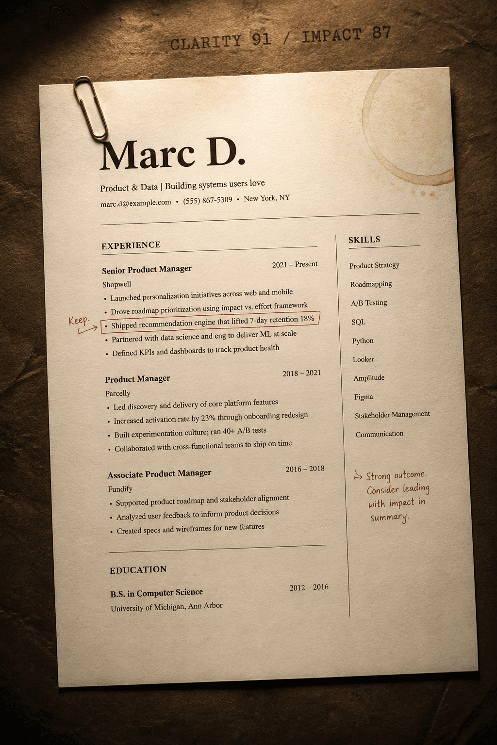 Resume revision