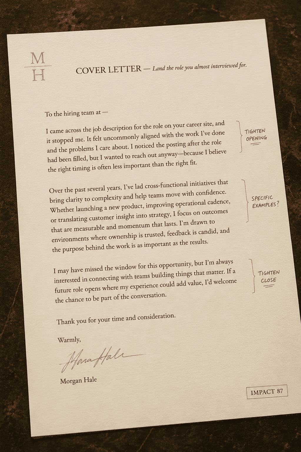 One-page letter